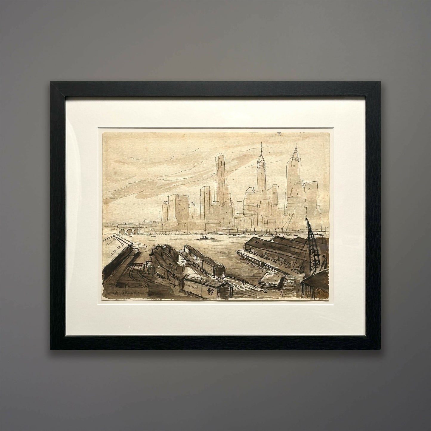 24-247-Original-1960s-Ink-Drawing-of-Lower-Manhattan